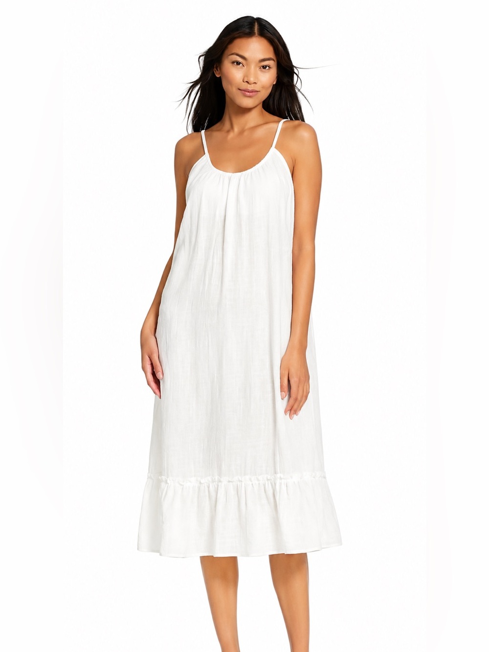 KONA SOL • White Gauze Spaghetti Strap Sundress